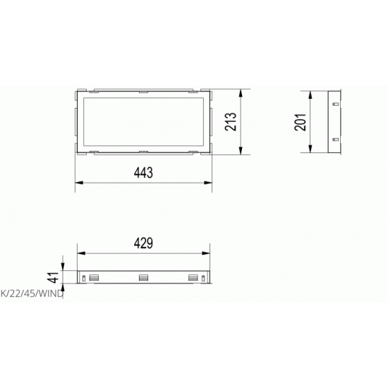 Рамка для решітки Kratki WIND 22x45 Рамка для решітки Kratki WIND 22x45