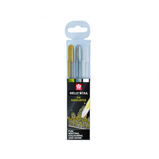 Set of gel pens Sakura Gelly Roll 3 pcs Gold Silver White (POXPGBMIX3A) Set of gel pens Sakura Gelly Roll 3 pcs Gold Silver White (POXPGBMIX3A)