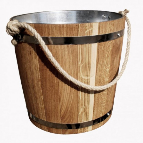 Bath bucket oak with metal insert 7 l. Bath bucket oak with metal insert 7 l.