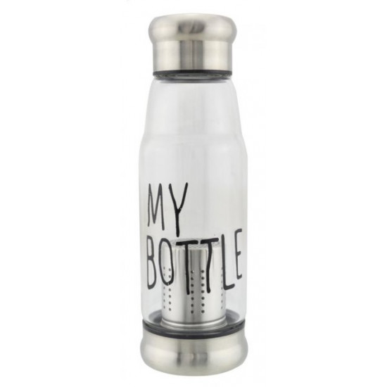 Стеклянная бутылка My Bottle 420 мл с ситечком для заварки серебряный Стеклянная бутылка My Bottle 420 мл с ситечком для заварки серебряный