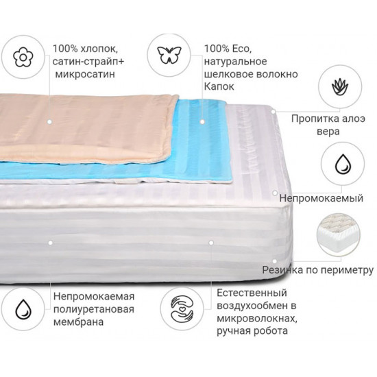 Mattress cover MirSon Valentino Waterproof Aloe Vera 304/1 200x220 (2200000353818) Mattress cover MirSon Valentino Waterproof Aloe Vera 304/1 200x220 (2200000353818)