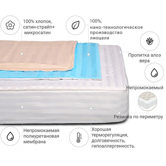 Mattress cover MirSon Valentino Tencel (Modal) Waterproof Aloe Vera 319/1 200x220 (2200000356499) Mattress cover MirSon Valentino Tencel (Modal) Waterproof Aloe Vera 319/1 200x220 (2200000356499)