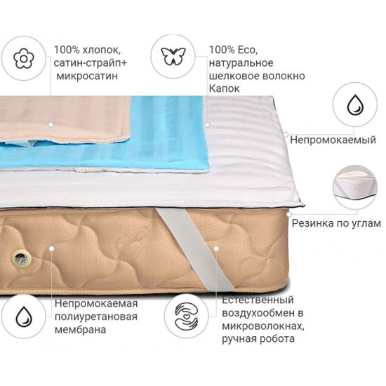 Silk mattress cover MirSon Carmela Silk 302/2 80x200 (2200000353214) Silk mattress cover MirSon Carmela Silk 302/2 80x200 (2200000353214)