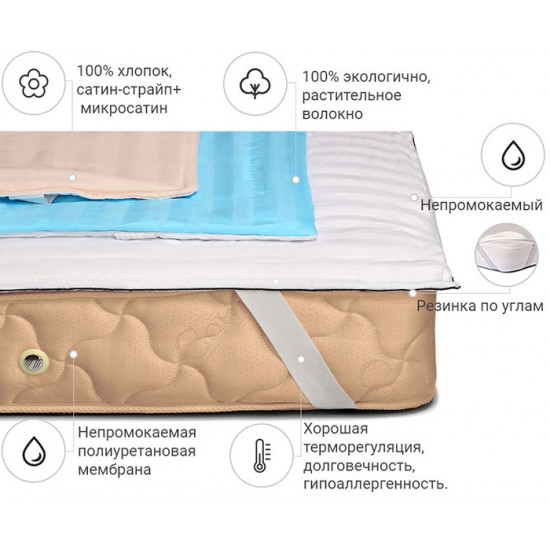 Наматрацник бавовняний MirSon Carmela Waterproof Cotton 272/2 120x200 (2200000377166) Наматрацник бавовняний MirSon Carmela Waterproof Cotton 272/2 120x200 (2200000377166)