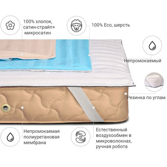 Wool mattress cover MirSon Carmela Woollen 247/2 80x200 (2200000337078) Wool mattress cover MirSon Carmela Woollen 247/2 80x200 (2200000337078)