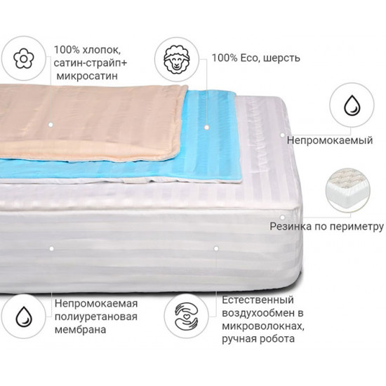 Wool mattress cover MirSon Сarmela Woollen 248/2 160x200 (2200000337412) Wool mattress cover MirSon Сarmela Woollen 248/2 160x200 (2200000337412)