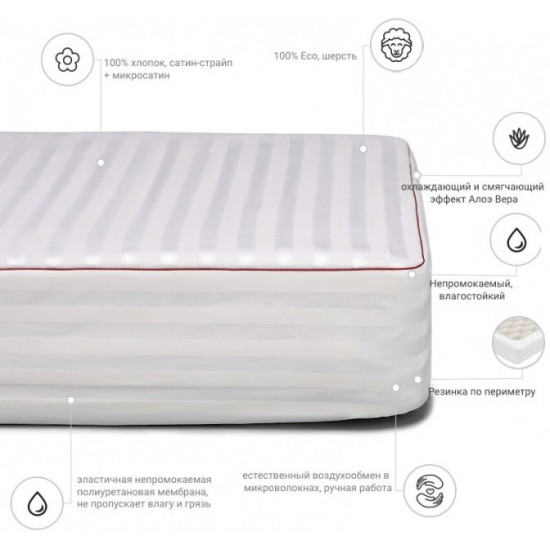 Wool mattress cover MirSon DeLuxe Woollen Aloe Vera 246 120x190 (2200000375469 Wool mattress cover MirSon DeLuxe Woollen Aloe Vera 246 120x190 (2200000375469