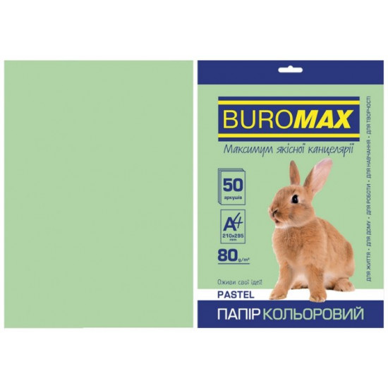 Colored paper A4 Buromax PASTEL 80gm2 light green 50l. (BM.2721250-15) Colored paper A4 Buromax PASTEL 80gm2 light green 50l. (BM.2721250-15)