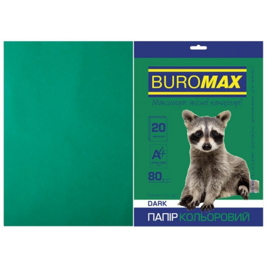 Colored paper A4 Buromax DARK 80 gm2 dark green 20 l. (BM.2721420-04) Colored paper A4 Buromax DARK 80 gm2 dark green 20 l. (BM.2721420-04)