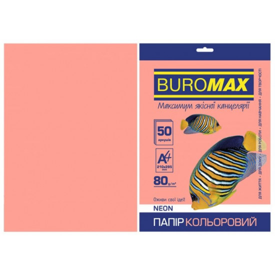 Colored paper A4 Buromax NEON 80 gm2 pink 50 l. (BM.2721550-10) Colored paper A4 Buromax NEON 80 gm2 pink 50 l. (BM.2721550-10)