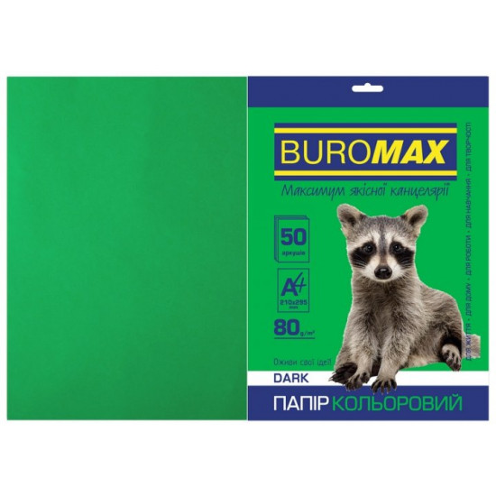 Colored paper A4 Buromax DARK 80 gm2 dark green 50 l. (BM.2721450-04) Colored paper A4 Buromax DARK 80 gm2 dark green 50 l. (BM.2721450-04)
