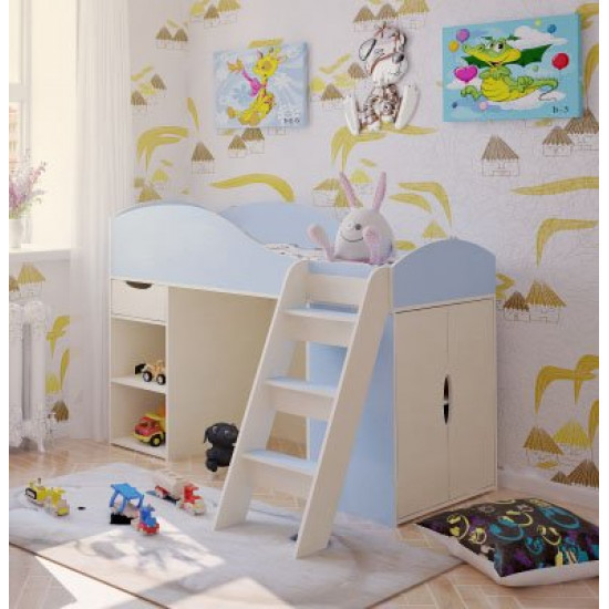 Дитяче ліжко горище KidsBunkBed CH-88 дуб молочний блакит 1040х740х1632 мм Дитяче ліжко горище KidsBunkBed CH-88 дуб молочний блакит 1040х740х1632 мм
