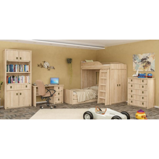 Single slide bed for a children's room made of chipboard Valencia Furniture Service with slats Single slide bed for a children's room made of chipboard Valencia Furniture Service with slats