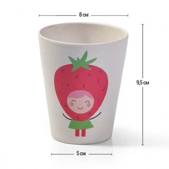 Children's glass Fissman Strawberry 300 ml bamboo fiber 8358 Children's glass Fissman Strawberry 300 ml bamboo fiber 8358