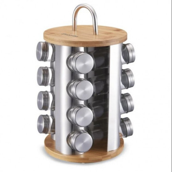 Set of containers for spices on a round stand 16pcs KM-7044