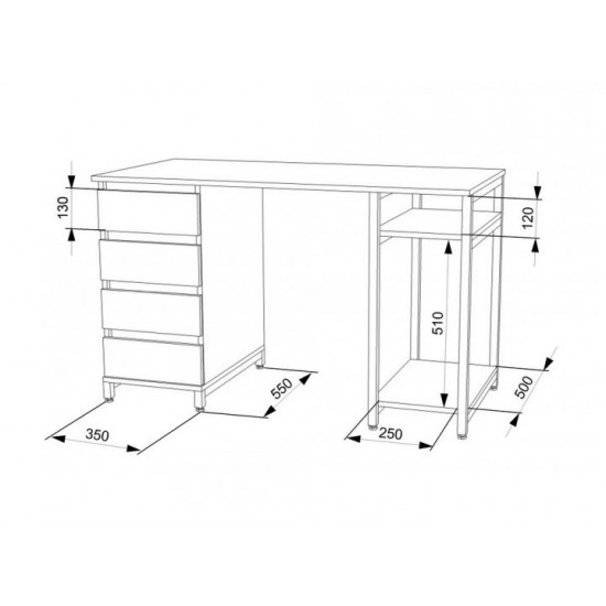 Стол письменный FlashNika Loft СКЛ-7 130 бук Стол письменный FlashNika Loft СКЛ-7 130 бук