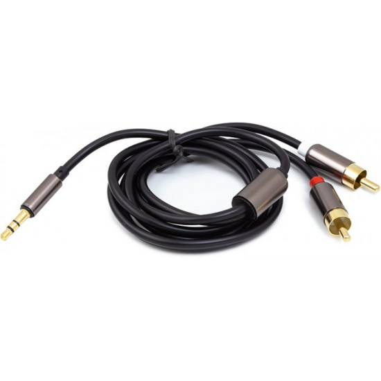 Audio cable PowerPlant 3.5mm Stereo Plug - 2 x RCA 1 m Black (CA912834)