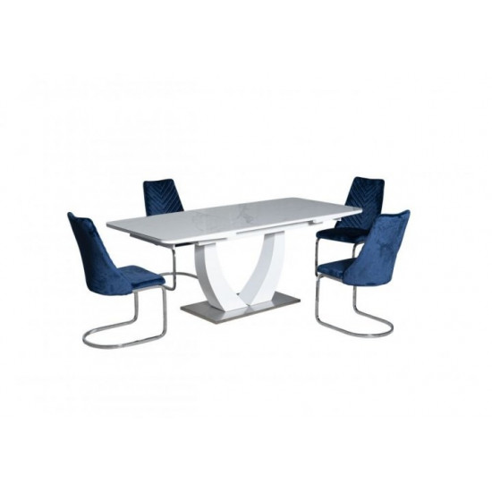 Chair for kitchen, cafe, bar Carlos metal chrome/fabric velor blue Eurodom Chair for kitchen, cafe, bar Carlos metal chrome/fabric velor blue Eurodom