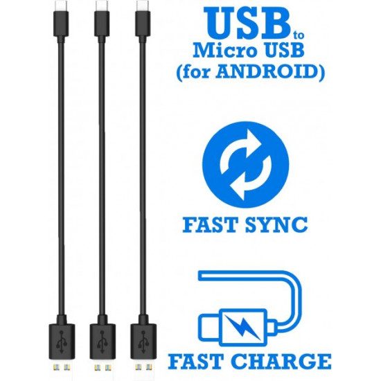 Timstool USB to microUSB cable 0.21 m 3 pcs Black (DC21-MU-BL) Timstool USB to microUSB cable 0.21 m 3 pcs Black (DC21-MU-BL)