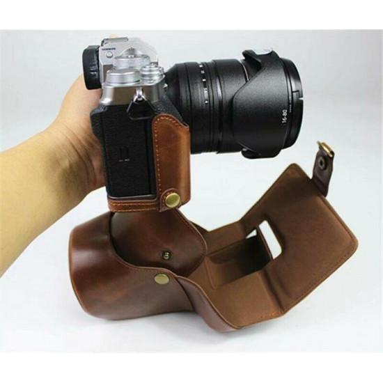 Protective case - case for Fujifilm X-T4 camera - coffee - access to battery implemented Protective case - case for Fujifilm X-T4 camera - coffee - access to battery implemented