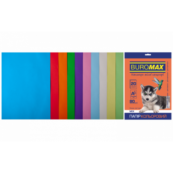 Набор цветной бумаги Buromax Pastel+Intensive А4 20 л (BM272162099) Набор цветной бумаги Buromax Pastel+Intensive А4 20 л (BM272162099)