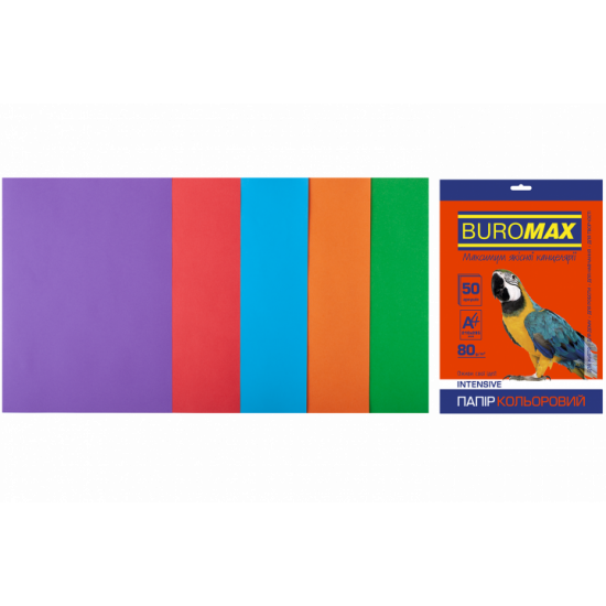 Набір кольорового паперу Buromax Intensive А4 50 л (BM272135099) Набір кольорового паперу Buromax Intensive А4 50 л (BM272135099)