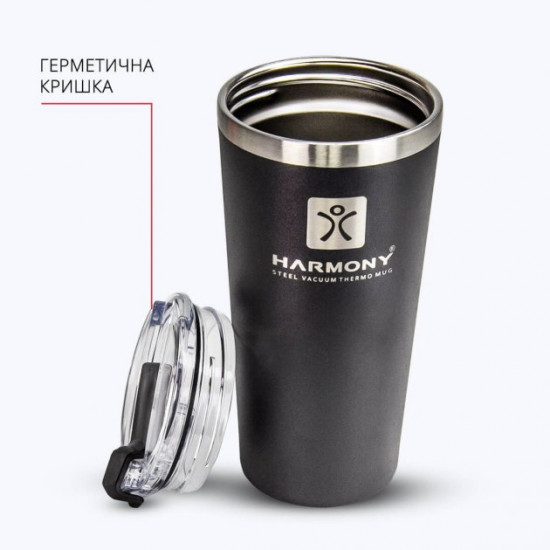 Термокружка Harmony City Black 0,475 л. с двойными стенками и вакуумной изоляцией Термокружка Harmony City Black 0,475 л. с двойными стенками и вакуумной изоляцией