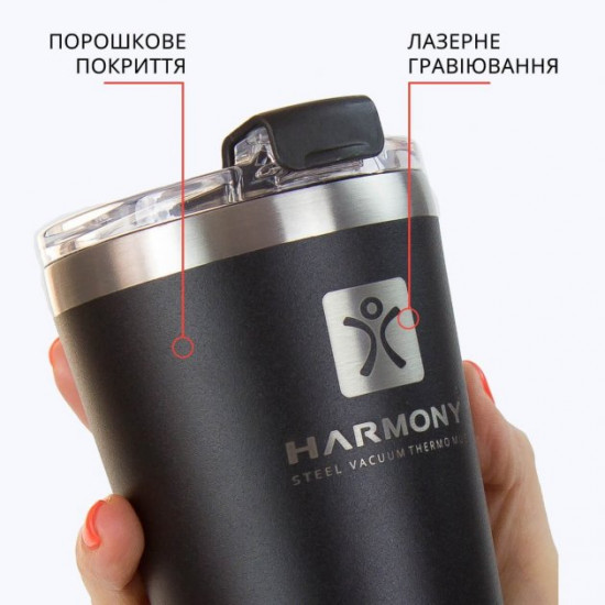 Термокружка Harmony City Black 0,475 л. с двойными стенками и вакуумной изоляцией Термокружка Harmony City Black 0,475 л. с двойными стенками и вакуумной изоляцией