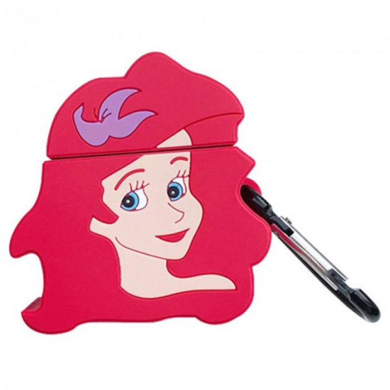 Силіконовий футляр Disney series для навушників AirPods 1/2 + карабін Русалочка / Червоний Силіконовий футляр Disney series для навушників AirPods 1/2 + карабін Русалочка / Червоний