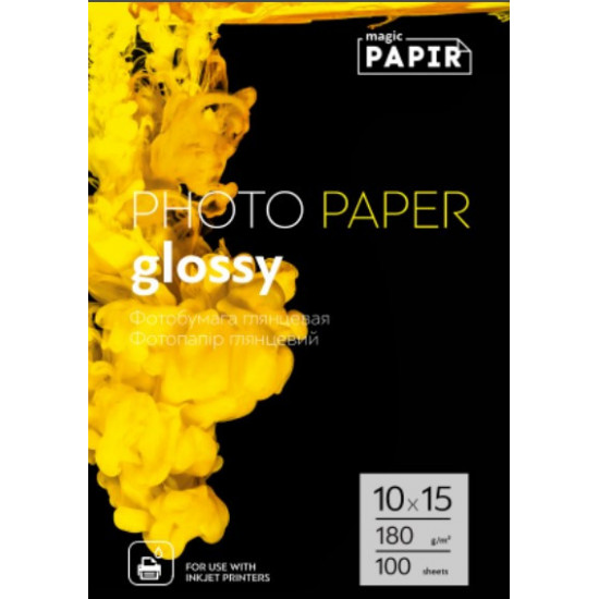 Глянцевий фотопапір 10x15, 180 г/м. PAPIR (100 аркушів) Глянцевий фотопапір 10x15, 180 г/м. PAPIR (100 аркушів)