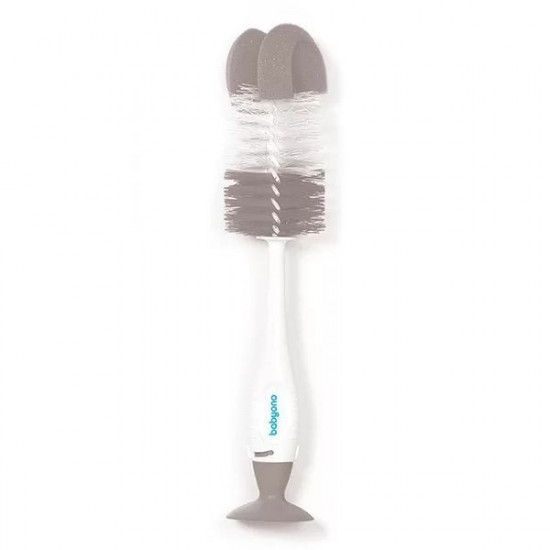 Brush with suction cup for bottles and pacifiers BabyOno, gray (728/04) Brush with suction cup for bottles and pacifiers BabyOno, gray (728/04)