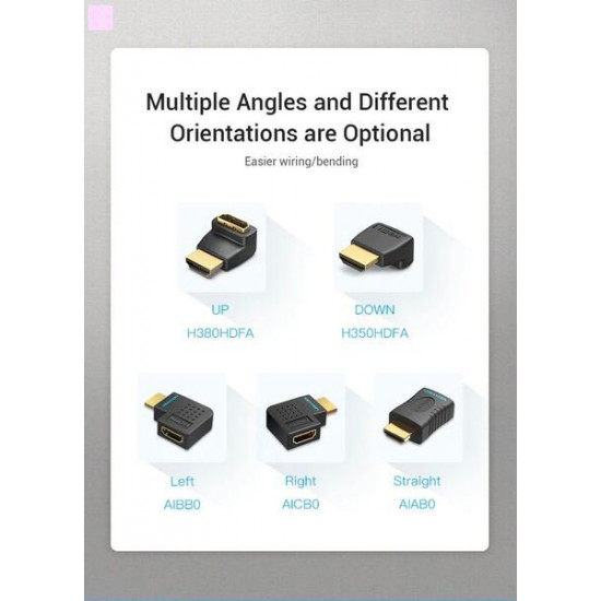 Переходник Vention HDMI Male to Female Adapter 90° Degree Правый (AIBBO) Переходник Vention HDMI Male to Female Adapter 90° Degree Правый (AIBBO)