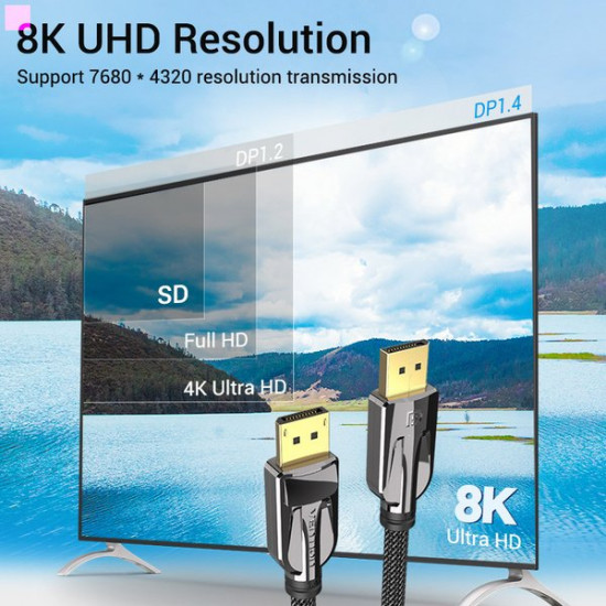 Кабель Vention DisplayPort v1.4 2 м Black (HCABH) Кабель Vention DisplayPort v1.4 2 м Black (HCABH)