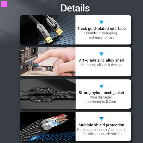 Кабель Vention DisplayPort v1.4 2 м Black (HCABH) Кабель Vention DisplayPort v1.4 2 м Black (HCABH)
