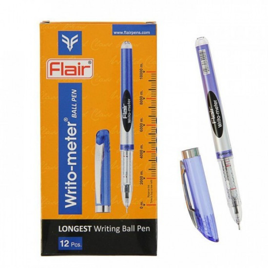 Set of ballpoint pens FLAIR Writometer ball 10km blue (26110) 12 pcs per pack Set of ballpoint pens FLAIR Writometer ball 10km blue (26110) 12 pcs per pack