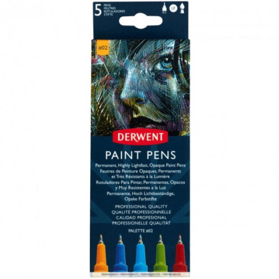 Ручки кольорові Derwent PAINT Pen PALETTE №2 набір 5шт (5028252594851) Ручки кольорові Derwent PAINT Pen PALETTE №2 набір 5шт (5028252594851)