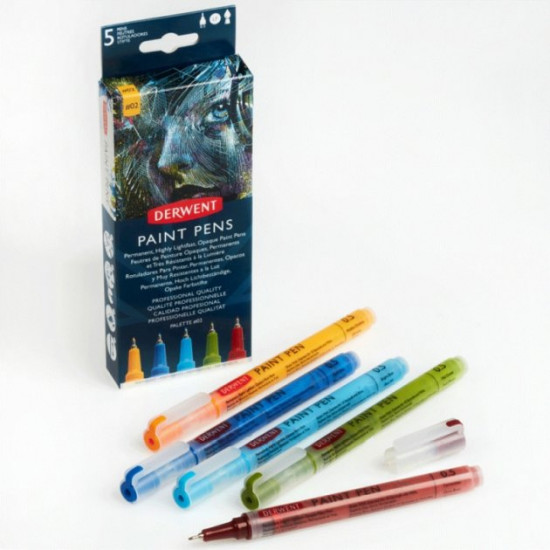 Ручки кольорові Derwent PAINT Pen PALETTE №2 набір 5шт (5028252594851) Ручки кольорові Derwent PAINT Pen PALETTE №2 набір 5шт (5028252594851)