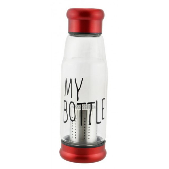 Бутылка стеклянная My Bottle 420 мл с ситечком для заварки Red (3_2666) Бутылка стеклянная My Bottle 420 мл с ситечком для заварки Red (3_2666)