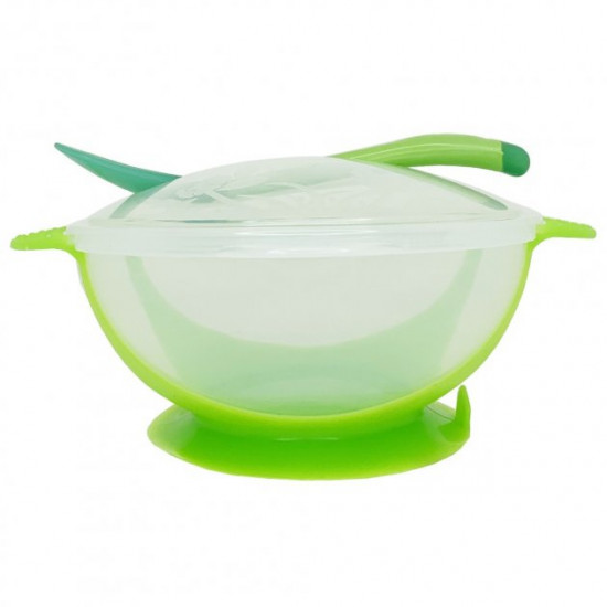Plate Megazayka NP12 with suction cup with lid and spoon 300 ml Green Plate Megazayka NP12 with suction cup with lid and spoon 300 ml Green