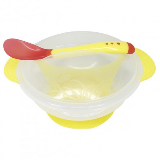 Set Bambi NP13 suction plate with lid and spoon 300 ml Yellow Set Bambi NP13 suction plate with lid and spoon 300 ml Yellow