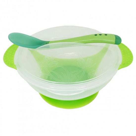 Plate Megazayka NP12 with suction cup with lid and spoon 300 ml Green Plate Megazayka NP12 with suction cup with lid and spoon 300 ml Green