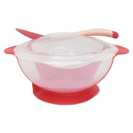 Plate Megazayka NP13 with suction cup with lid and spoon 300 ml Red Plate Megazayka NP13 with suction cup with lid and spoon 300 ml Red