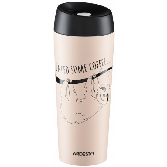 Термокружка Ardesto Coffee time Bradypus 450 мл Бежевая (AR2645DBE) Термокружка Ardesto Coffee time Bradypus 450 мл Бежевая (AR2645DBE)