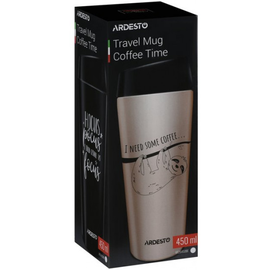 Термокружка Ardesto Coffee time Bradypus 450 мл Бежевая (AR2645DBE) Термокружка Ardesto Coffee time Bradypus 450 мл Бежевая (AR2645DBE)
