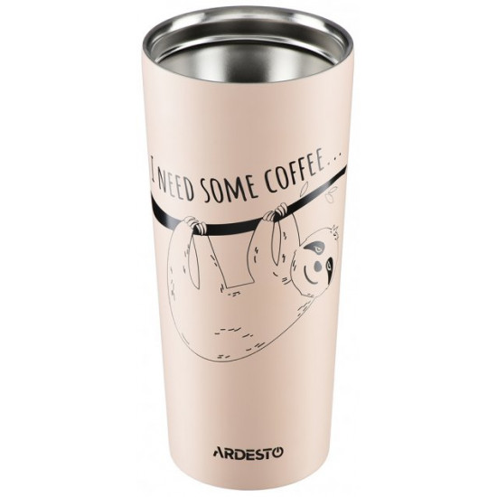 Термокружка Ardesto Coffee time Bradypus 450 мл Бежевая (AR2645DBE) Термокружка Ardesto Coffee time Bradypus 450 мл Бежевая (AR2645DBE)