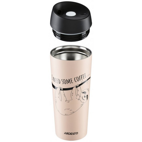 Термокружка Ardesto Coffee time Bradypus 450 мл Бежевая (AR2645DBE) Термокружка Ardesto Coffee time Bradypus 450 мл Бежевая (AR2645DBE)