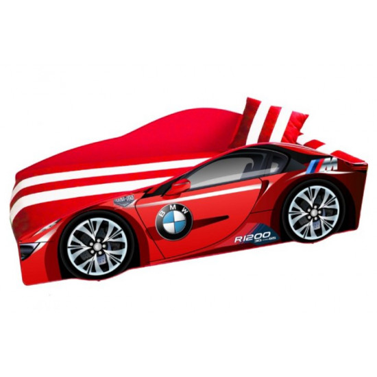 Bed car Viorina Deko BMW Elite with illuminated bottom 170x80 cm. red