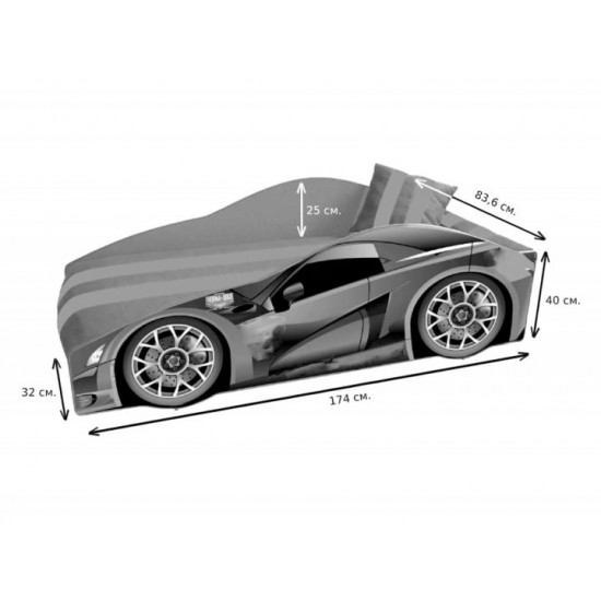 Bed car Viorina Deko BMW Elite with illuminated bottom 170x80 cm. red
