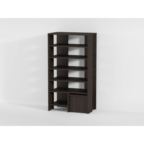 High shoe rack + stool made of chipboard, Bonittopurple, dark Wenge, F-79V High shoe rack + stool made of chipboard, Bonittopurple, dark Wenge, F-79V