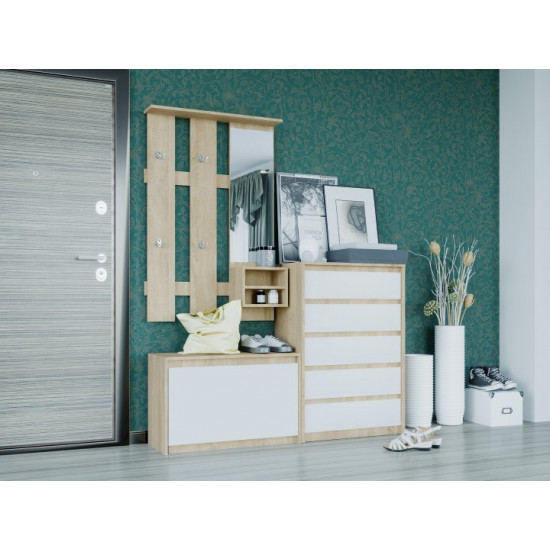 Прихожая Комплект МИКС Omni Дом Комби Сонома + Белый 150х38х200см Прихожая Комплект МИКС Omni Дом Комби Сонома + Белый 150х38х200см